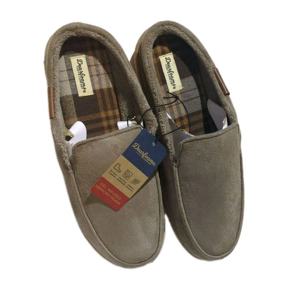 DEARFOAMS Comfort Gel Infused Memory Foam Notch Clog Slippers Men's Large 11-12